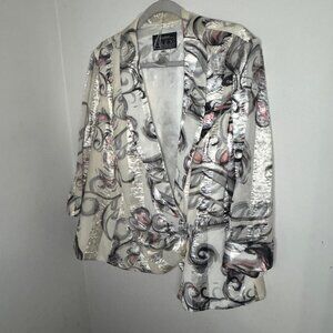 Alex Evenings Jacket Women's Size 2X Wrap Front Black White